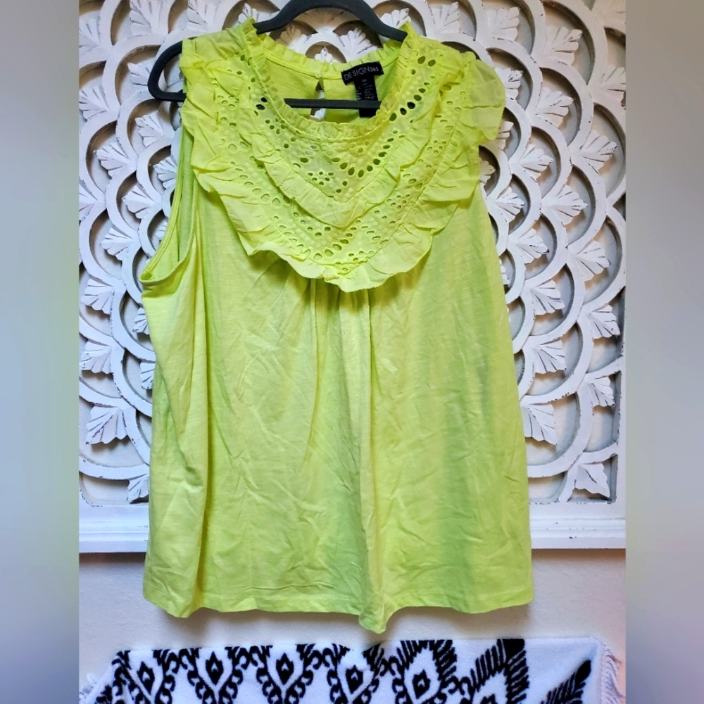 Lace Bib Tank Top Sleeveless Design 365 3X NWT